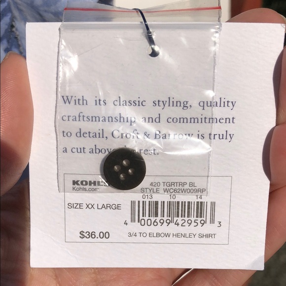 Croft & Barrow Blue Boxy Blouse with Mandarin Collar - Picture 13 of 14